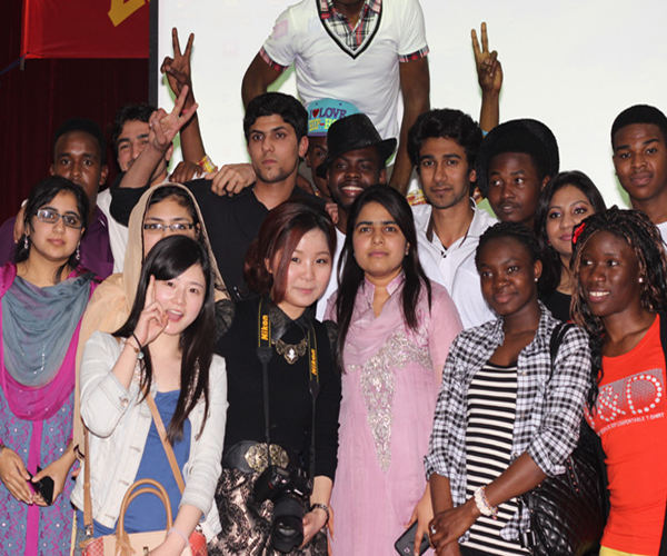 Multinational Students celebrating a party